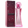 Electrify Paris Hilton Eau De Parfum: a dazzling pink glass bottle with a spherical cap and matching mosaic-patterned box, 3.4 oz.