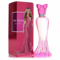 Stunning Paris Hilton Pink Rush 3.4 oz EDP spray, featuring an elegant pink sculpted glass bottle and matching box with iconic Paris Hilton.