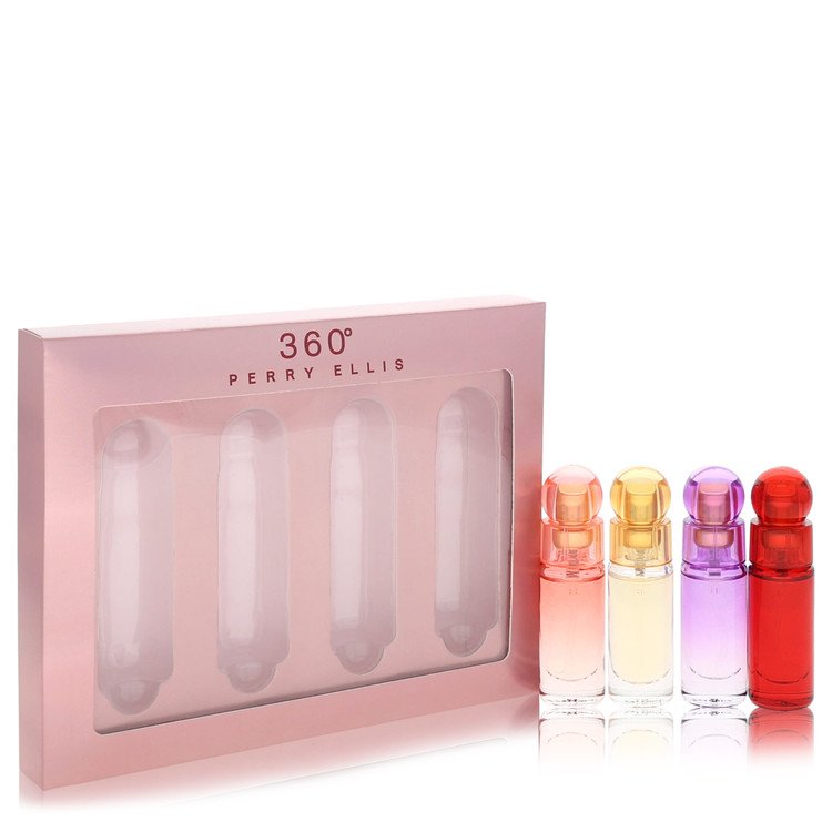 Perry Ellis 360 Coral by Perry Ellis - Gift Set -- .25 oz  EDP Spray Perry Ellis 360 Coral +.25 oz EDT Spray Perry Ellis 360 + .25 oz  EDP Spray Perry Ellis 360 Purple + .25 oz EDP Perry Ellis 360 Red
