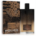 Police Gentleman 3.4 oz EDT spray: a bold, dark amber glass bottle with winged logo and matching distressed box for the modern man.