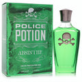 Bold Police Potion Absinthe 3.4 oz men's EDP spray in a vibrant green bottle with a distinctive silver skull and crossbones design.