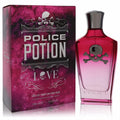 Bold Police Potion Love women's 3.4 oz Eau De Parfum spray. Features a striking pink skull-design glass bottle and matching fuchsia box.