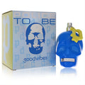Police To Be Good Vibes 4.2 oz men's cologne: bold blue skull bottle with yellow charm and vibrant light blue box.