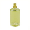 Molyneux Quartz 3.4 oz tester EDP. Clear cylindrical glass bottle with radiant yellow fragrance, gold sprayer, and unique concave base.