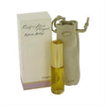Quelques Fleurs .25 oz pure perfume refill set: elegant gold-capped bottle, refined box, and luxurious real leather pouch.