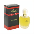 Exquisite RUMBA by Ted Lapidus 1 oz Eau De Toilette spray. Features a luxurious frosted gold bottle and a stylish black box with red bow.