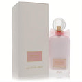 Elegant Rasasi Eshq 3.38 oz unisex EDP spray. Matte pink bottle with clear cap, gold neck, delicate bow, and chic beige box.
