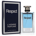 KianEau Respect L'homme 3.3 oz men's cologne. Elegant dark blue box, sleek clear bottle with refreshing blue fragrance and silver cap.