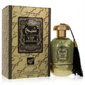 Exquisite Rihanah VIP Sheikh 3.4 oz unisex perfume. Gold bottle with black tassel and ornate gold, black-patterned box.