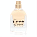 Rihanna Crush 1 oz EDP tester. Elegant clear glass bottle with a radiant gold cap and sensual amber perfume.