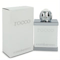 Premium Rocco White men's EDT spray. Elegant frosted white bottle, sleek silver cap, and matching branded box.