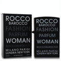 Discover Roccobarocco Fashion 2.54 oz women's EDP. Chic black bottle and matching box with crisp white branding.