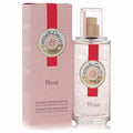 Roger & Gallet Rose 3.3 oz Fragrant Wellbeing Water Spray. Clear glass bottle with gold sprayer, red label, and elegant pink box.
