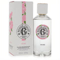 Elegant Roger & Gallet Rose 3.3 oz fragrant water in clear glass bottle with white cap, next to its beautiful pink rose-adorned box.