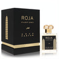 Roja Qatar 1.7 oz unisex Extrait De Parfum. Elegant clear bottle with gold skyscraper design, black-gold box, and jeweled cap.