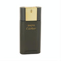 Sophisticated Santos de Cartier 3.4 oz EDT tester spray. Sleek dark grey bottle with elegant gold cap and branding.