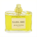 SUBLIME by Jean Patou 2.5 oz tester EDP spray. Clear glass bottle, radiant yellow fragrance, elegant gold cap, and iconic label.