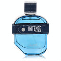Sapil Intense 3.4 oz men's cologne in a sleek light blue glass bottle with a navy band, white stitching, and silver cap.