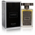Elevate your style with Sareef by Kajal unisex Eau de Parfum. Frosted bottle, dark metallic geometric design, and elegant black box.