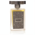 Elegant Sareef by Kajal unisex Eau De Parfum in a frosted glass bottle with a distinctive metallic geometric design and unique cap.