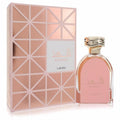 Luxurious Shahd by Lattafa 3.4 oz unisex EDP spray. Features a rose gold geometric box and elegant pink bottle with a unique gold cap.