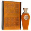V Canto Sigismondo V Extrait De Parfum: elegant orange bottle, luxurious gold cap, and ornate black & orange box.