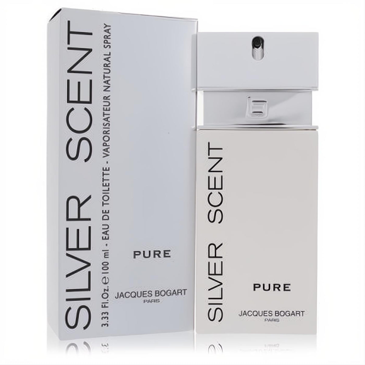 Elevate your presence with Silver Scent Pure by Jacques Bogart 3.4 oz EDT spray. Sleek silver bottle and matching box.