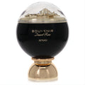 Afnan Souvenir Desert Rose EDP: elegant black bottle, gleaming gold base, clear dome cap with intricate gold desert rose design. 3.4 oz.
