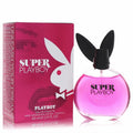 Super Playboy 2 oz EDT spray: captivating pink perfume bottle with iconic bunny ears, displayed with its bold magenta box.