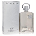Elevate your scent with Supremacy Silver Afnan 5 oz men's EDP. Features a sleek metallic silver bottle, unique ring cap, and embossed box.
