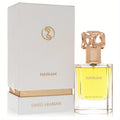 Exquisite Swiss Arabian Hayaam perfume in a clear glass bottle with golden liquid, ornate gold cap, and elegant white & gold box.