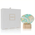 THOO Up To The Moon 2.5 oz unisex EDP. Marbled white, teal, and gold egg-shaped bottle on a textured gold base, beside a crisp white box.