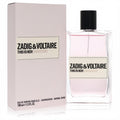 Zadig & Voltaire This is Her! Undressed 3.3 oz EDP. Clear glass bottle with alluring pink fragrance, sleek black cap, and matching light pink box.