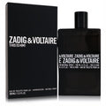 Zadig & Voltaire This is Him 3.3 oz men's Eau De Toilette. Modern black bottle with striking white branding, next to its elegant box.