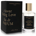 Luxurious Thomas Kosmala A Never Ending Love 3.3 oz unisex Eau de Parfum in a sleek clear bottle with gold cap and elegant black box.
