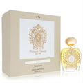 Luxurious Tiziana Terenzi Lyncis Assoluto Extrait De Parfum. Gold ornate bottle, clear glass, and elegant beige box.