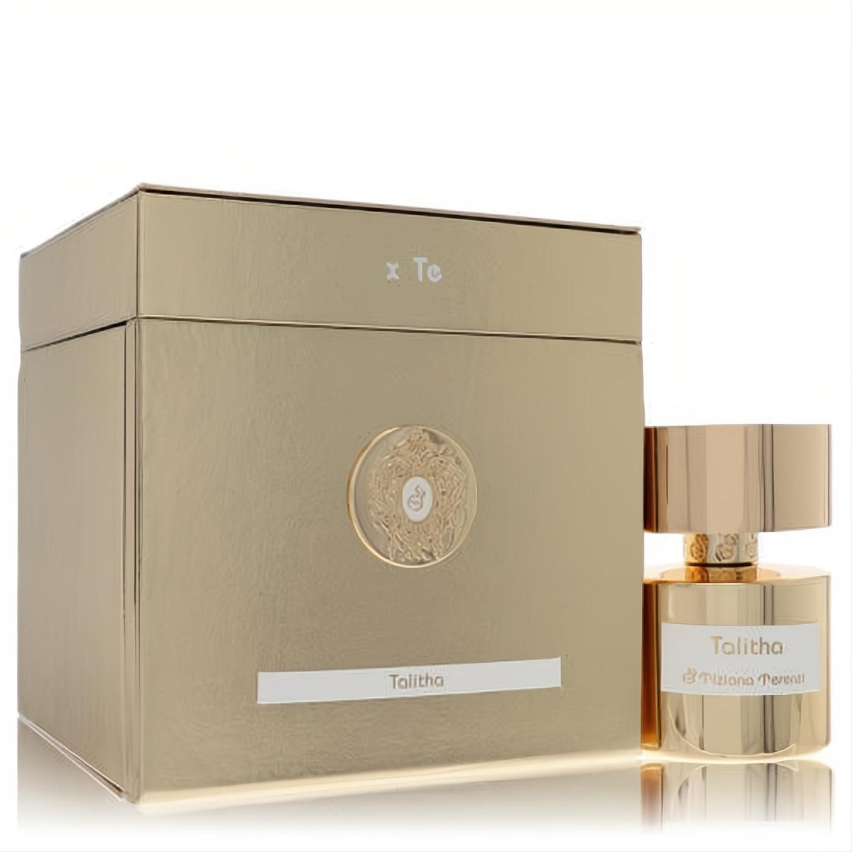 Stunning Tiziana Terenzi Talitha unisex Extrait De Parfum in a luxurious gold bottle and elegant matching gift box.
