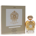 Tiziana Terenzi Tyl Extrait De Parfum: luxurious gold bottle with ornate crest, golden liquid, and elegant beige box.