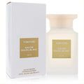 Tom Ford Eau De Soleil Blanc 3.4 oz EDT: elegant frosted white glass bottle, creamy cap, gold label, pristine white box.