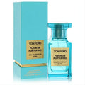 Luxurious Tom Ford Fleur De Portofino 50ml EDP in a stunning turquoise bottle with gold label and matching box.