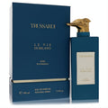 Elegant Trussardi Alba Sui Navigli unisex Eau De Parfum, 3.4 oz, in a sleek blue bottle with iconic gold greyhound cap.