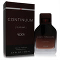 Experience Tumi Continuum 3.4 oz men's Eau De Parfum. Elegant dark brown bottle with clear base and sophisticated matching packaging.