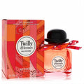 Twilly D'Hermes Eau Poivree 85ml EDP. Clear bottle with chic black hat cap, vibrant ribbon, and matching orange & pink box.