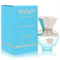 Versace Pour Femme Dylan Turquoise 1 oz EDT. Daring turquoise bottle, gold Medusa, elegant Greek key box.
