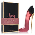 Carolina Herrera Very Good Girl Glam 2.7 oz EDP spray in a dazzling glittery pink high-heel bottle with black and gold accents.