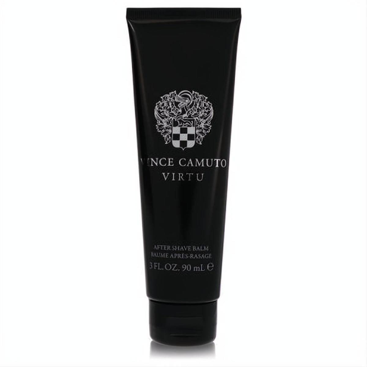 Elevate your routine with Vince Camuto Virtu After Shave Balm. Sleek 3 oz black tube with iconic silver logo.