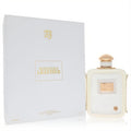 Elegant Western Leather White 3.4 oz perfume spray. Chic white bottle with textured panel, radiant gold accents, and matching box.