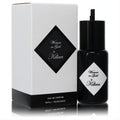 Elegant Kilian Woman in Gold black EDP refill bottle with white diamond label, next to its matching white branded box.