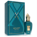 Xerjoff Erba Pura 1.7 oz EDP. Exquisite teal bottle, unique gold cap, and elegant matching box for luxury fragrance.