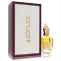 Elegant Xerjoff Esquel 1.7 oz women's EDP, featuring a golden liquid bottle with ornate gold cap and luxurious burgundy box.